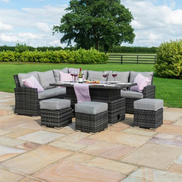 Maze Kingston Corner Dining Set with Rising Table | Grey Rattan