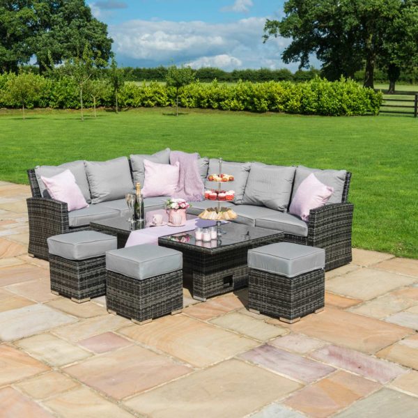 Maze Kingston Corner Dining Set with Rising Table | Grey Rattan
