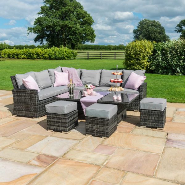Maze Kingston Corner Dining Set with Rising Table | Grey Rattan