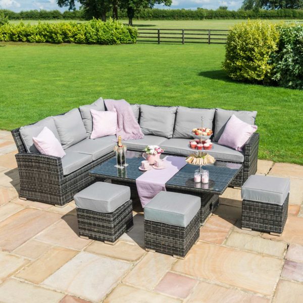 Maze Kingston Corner Dining Set with Rising Table | Grey Rattan
