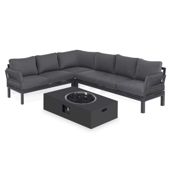 Maze Oslo Garden Corner Sofa Group with Rectangular Gas Fire Pit Coffee Table