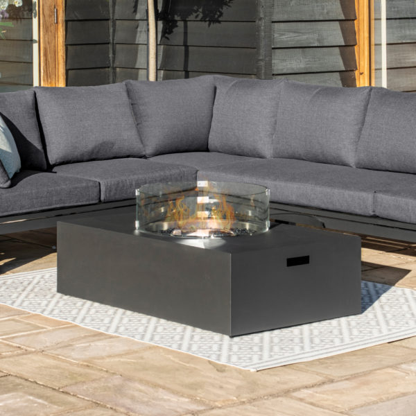 Maze Oslo Garden Corner Sofa Group with Rectangular Gas Fire Pit Coffee Table