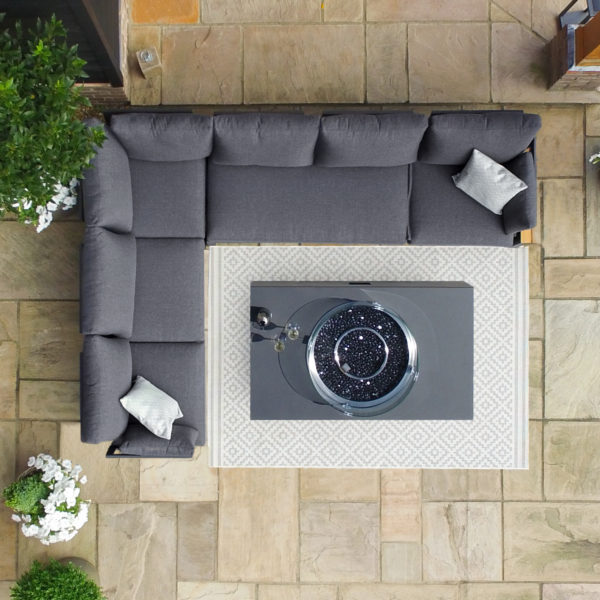 Maze Oslo Garden Corner Sofa Group with Rectangular Gas Fire Pit Coffee Table