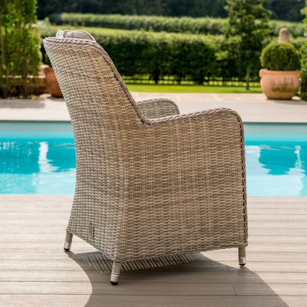 Maze Oxford Rattan 6 Seat Round Fire Pit Dining Set with Venice Chairs and Lazy Susan