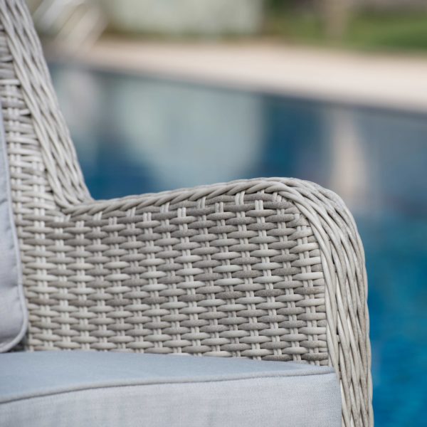 Maze Oxford Rattan 8 Seat Round Fire Pit Dining Set with Venice Chairs and Lazy Susan