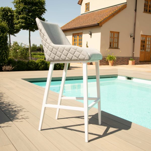 Maze Regal 8 Seat Rectangular Fire Pit Bar Set | Lead Chine Outdoor Fabric Grey