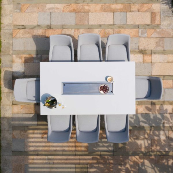 Maze Regal 8 Seat Rectangular Fire Pit Bar Set | Lead Chine Outdoor Fabric Grey