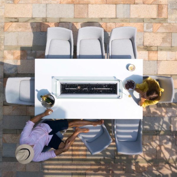 Maze Regal 8 Seat Rectangular Fire Pit Bar Set | Lead Chine Outdoor Fabric Grey