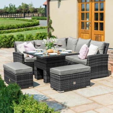 Maze Richmond Corner Bench Set with Rising Table | Grey