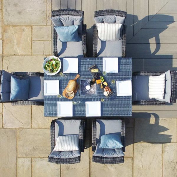 Maze Texas 6 Seat Rectangle Ice Bucket Dining Set | Grey