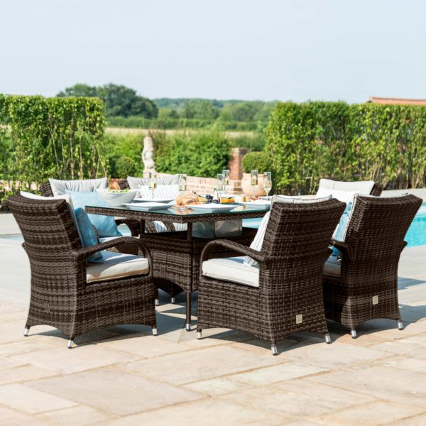 Maze Texas 6 Seat Rectangle Ice Bucket Dining Set | Brown