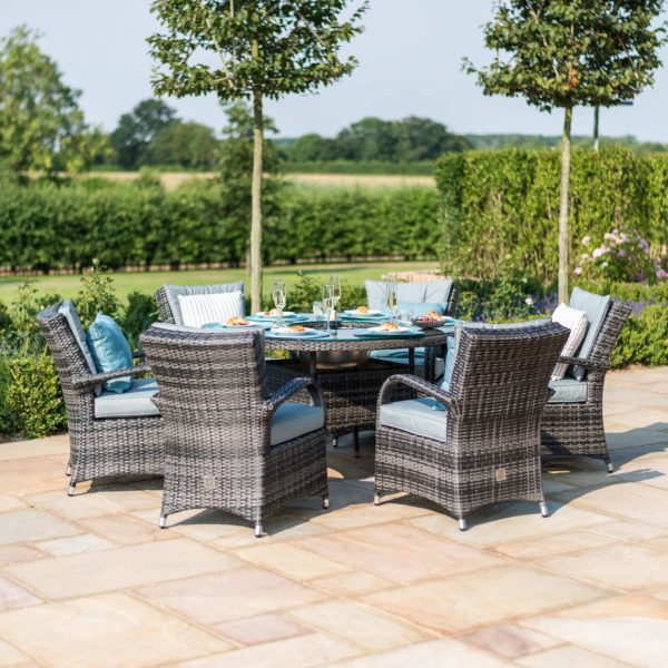 Maze Texas 6 Seat Round Ice Bucket Dining Set with Lazy Susan | Grey