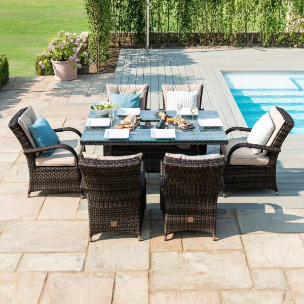Maze Texas 6 Seat Rectangle Ice Bucket Dining Set | Brown