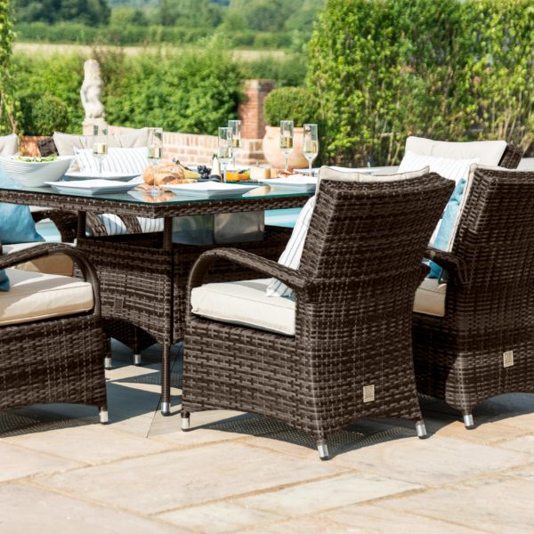 Maze Texas 6 Seat Rectangle Ice Bucket Dining Set | Brown
