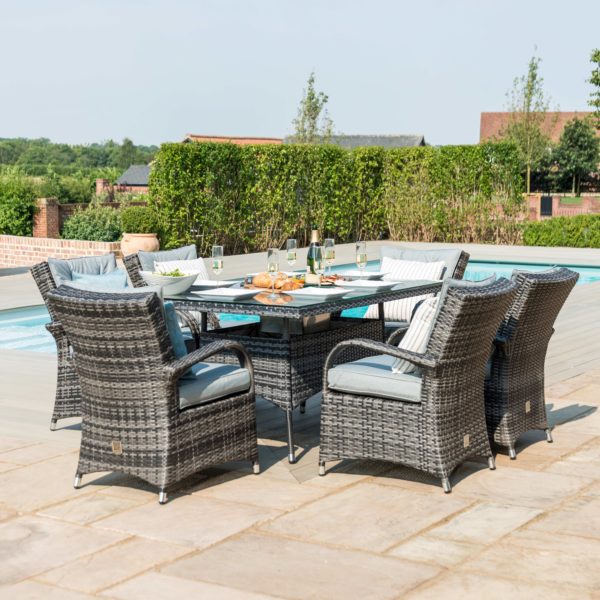 Maze Texas 6 Seat Rectangle Ice Bucket Dining Set | Grey