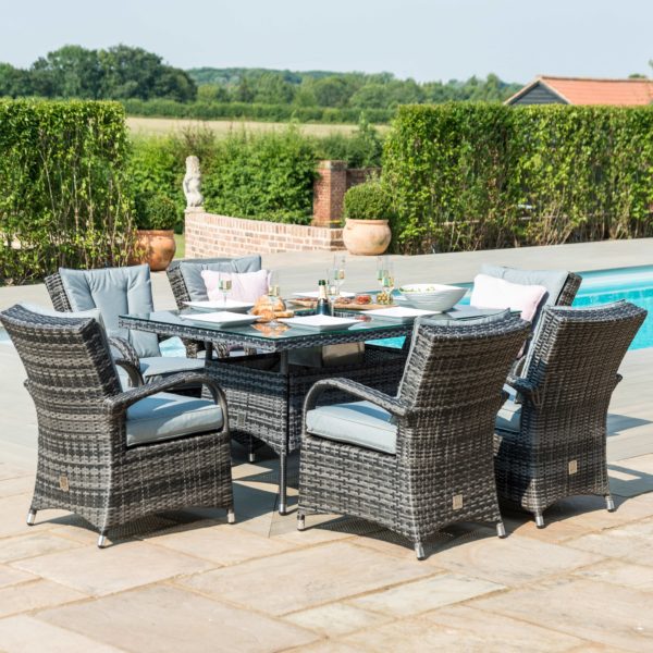 Maze Texas 6 Seat Rectangle Ice Bucket Dining Set | Grey