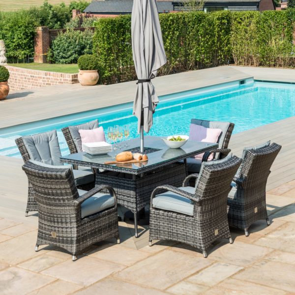 Maze Texas 6 Seat Rectangle Ice Bucket Dining Set | Grey
