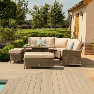 Maze Winchester Royal Corner with Fire Pit | Natural Rattan