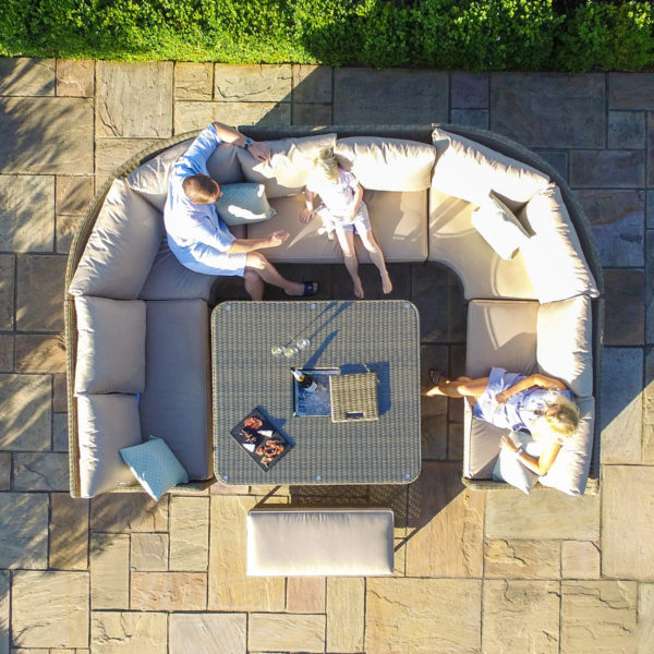 Maze Winchester Royal U-Shaped Sofa Set with Rising Table | Natural Rattan