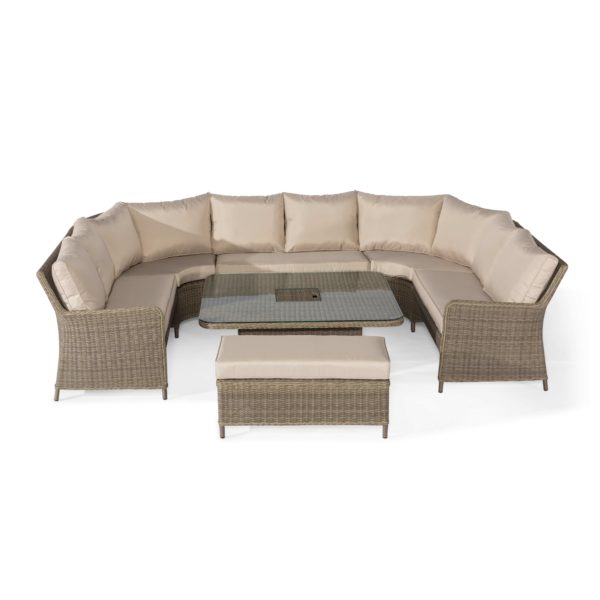 Maze Winchester Royal U-Shaped Sofa Set with Rising Table | Natural Rattan