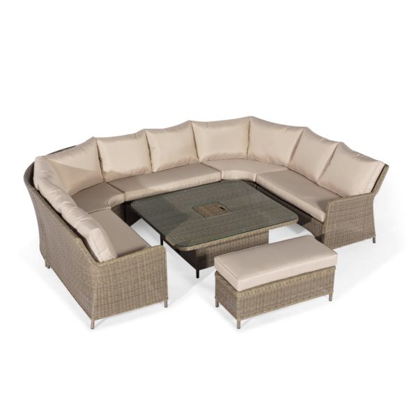 Maze Winchester Royal U-Shaped Sofa Set with Rising Table | Natural Rattan