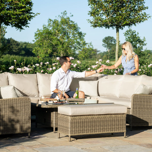 Maze Winchester Royal U-Shaped Sofa Set with Rising Table | Natural Rattan