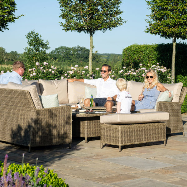 Maze Winchester Royal U-Shaped Sofa Set with Rising Table | Natural Rattan