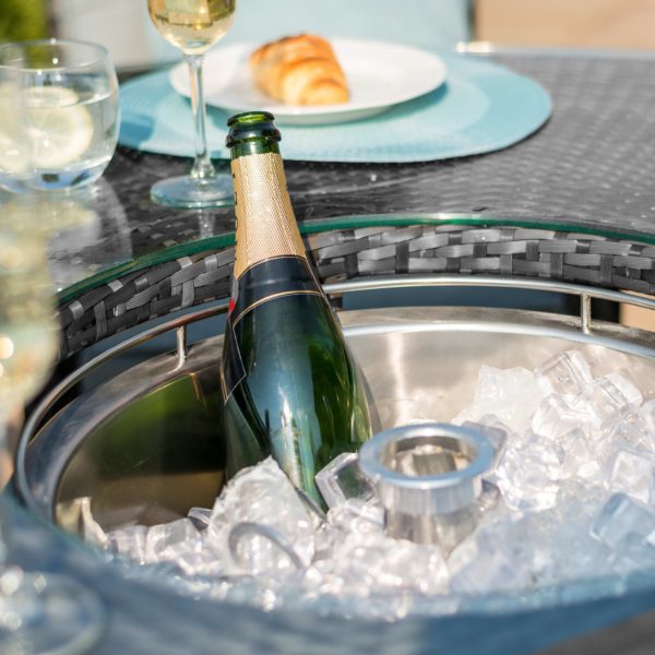 Maze Texas 6 Seat Round Ice Bucket Dining Set with Lazy Susan | Grey