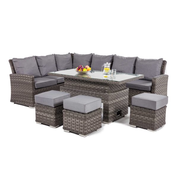 Maze Victoria Rattan Rectangular Corner Sofa Dining Set with Rising Table
