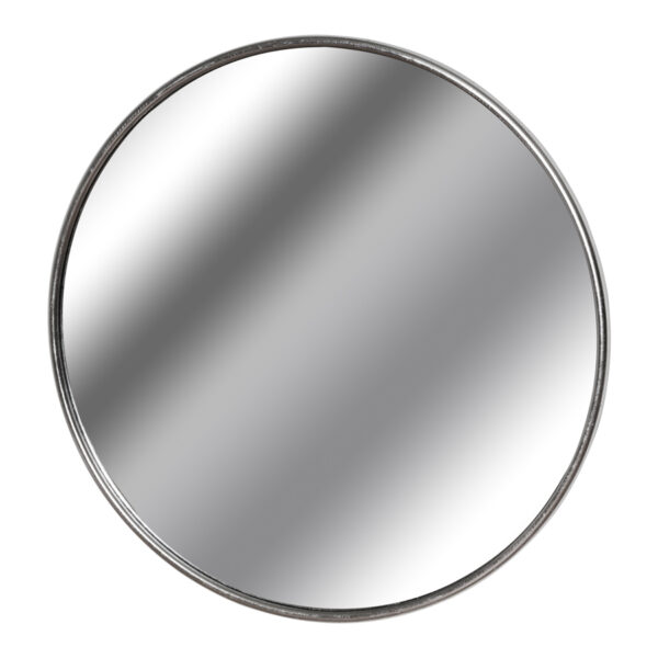 Silver Foil Large Circular Metal Wall Mirror