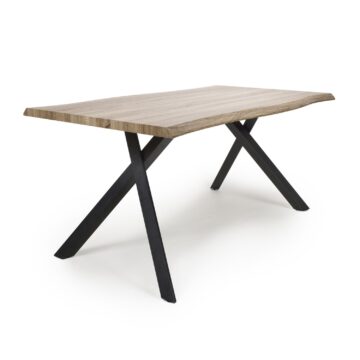Narvik Medium Curved Dining Table | Oak Finish | Black Legs