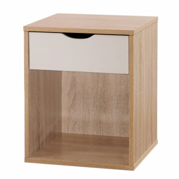 Trent White 1 Drawer Bedside Cabinet | Oak Finish