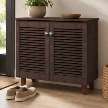 Colbrook Oak 2 Door Shoe Cabinet | Dark Oak