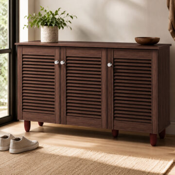 Colbrook Oak 3 Door Shoe Cabinet | Dark Oak