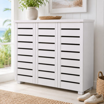 Colbrook White 3 Door Shoe Cabinet | White