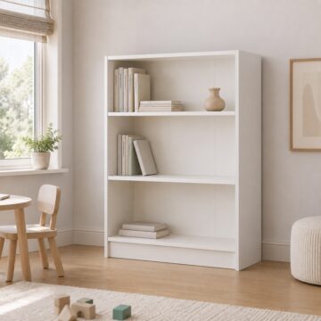Colbrook White Low Wide Bookcase | White