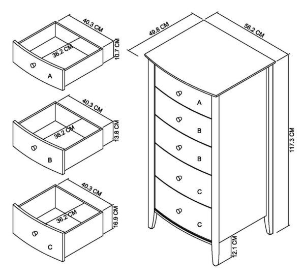 Farndale 5 Drawer Chest | Grey