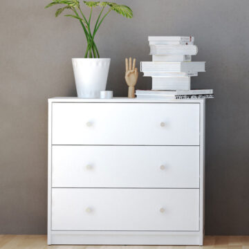 Elegance Bedroom Chest of 3 Drawers in White | Self Assembly | Clearance