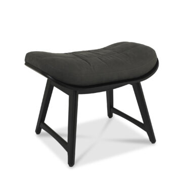Eyam Vintage Oak Footstool | Dark Grey Fabric