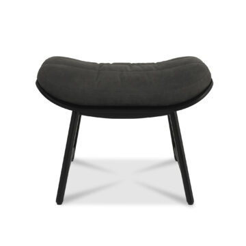 Eyam Vintage Oak Footstool | Dark Grey Fabric