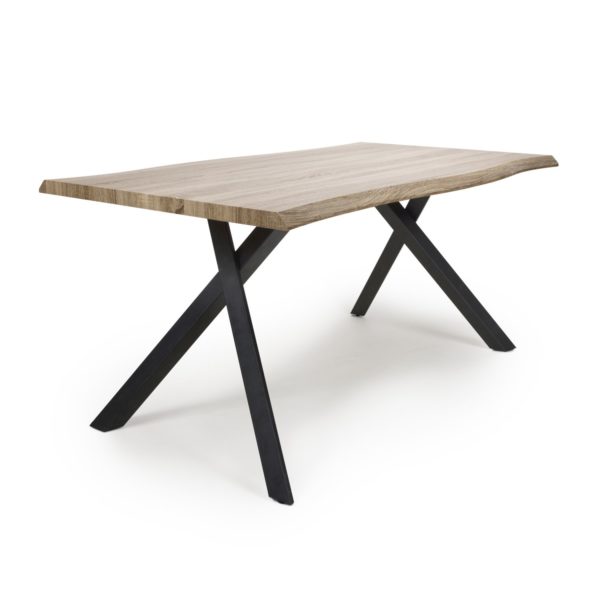 Narvik Medium Curved Dining Table | Brown & Black | Assembly Required