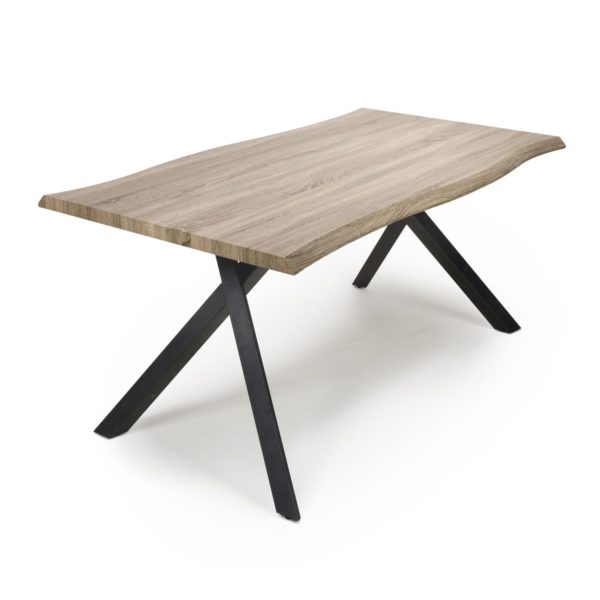 Narvik Medium Curved Dining Table | Brown & Black | Assembly Required