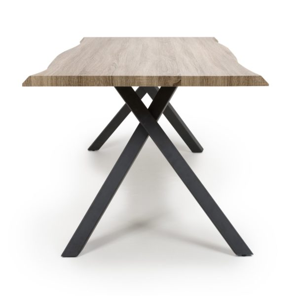 Narvik Medium Curved Dining Table | Brown & Black | Assembly Required
