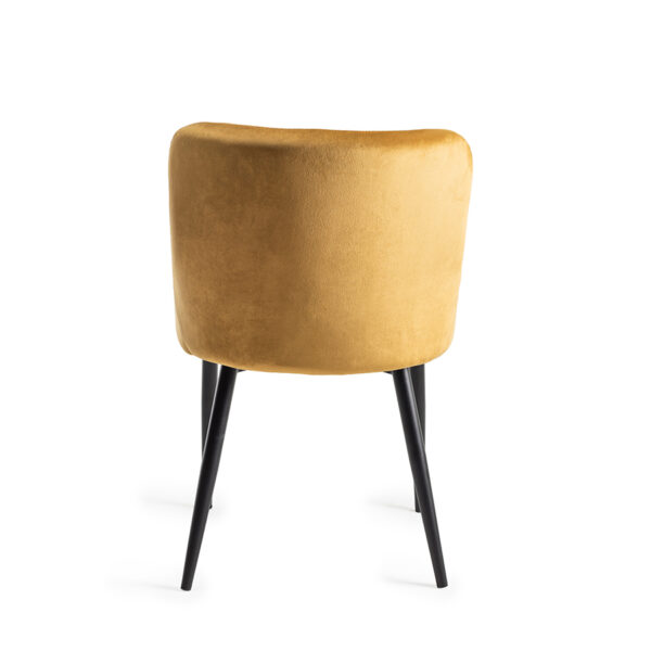 Yellow Eyam Vintage Oak Pair of Upholstered Dining Chairs | Diamond Stitched Pattern | Mustard Velvet