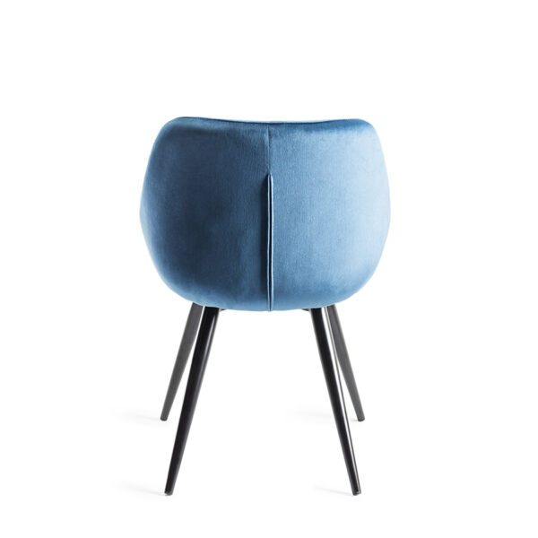 Eyam Vintage Oak Pair of Upholstered Arm Chairs | Pleated Back Pattern | Petrol Blue Velvet