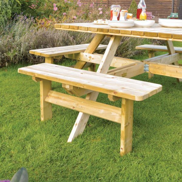 Oakworld Alfresco Square Picnic Table | Natural Timber