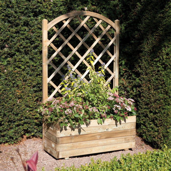 Oakworld Alfresco Rectangular Planter & Lattice | Natural Timber
