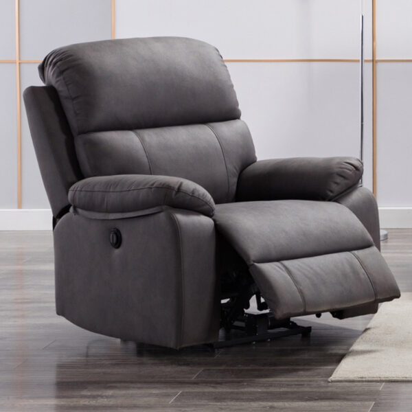 Lucca Electric Recliner Chair Dark Grey Oak World