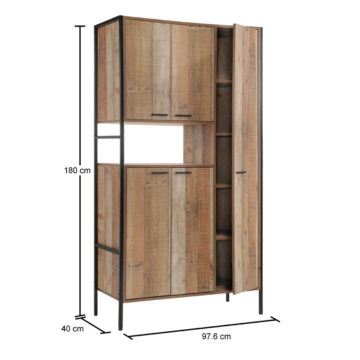 Trimdon Kitchen Cabinet with 5 Doors | Rustic Oak
