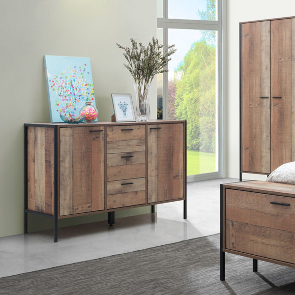 Trimdon Sideboard 2 Door 3 Drawer | Rustic Oak | Self Assembly